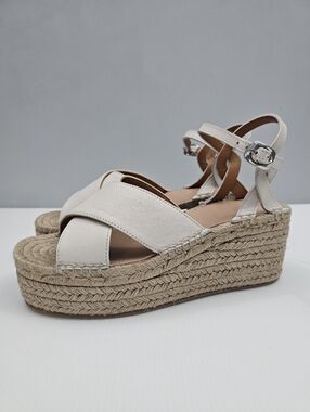 Rag & Bone Hera Platform Espadrille Sandal EU 39.5 Antique White Leather NEW